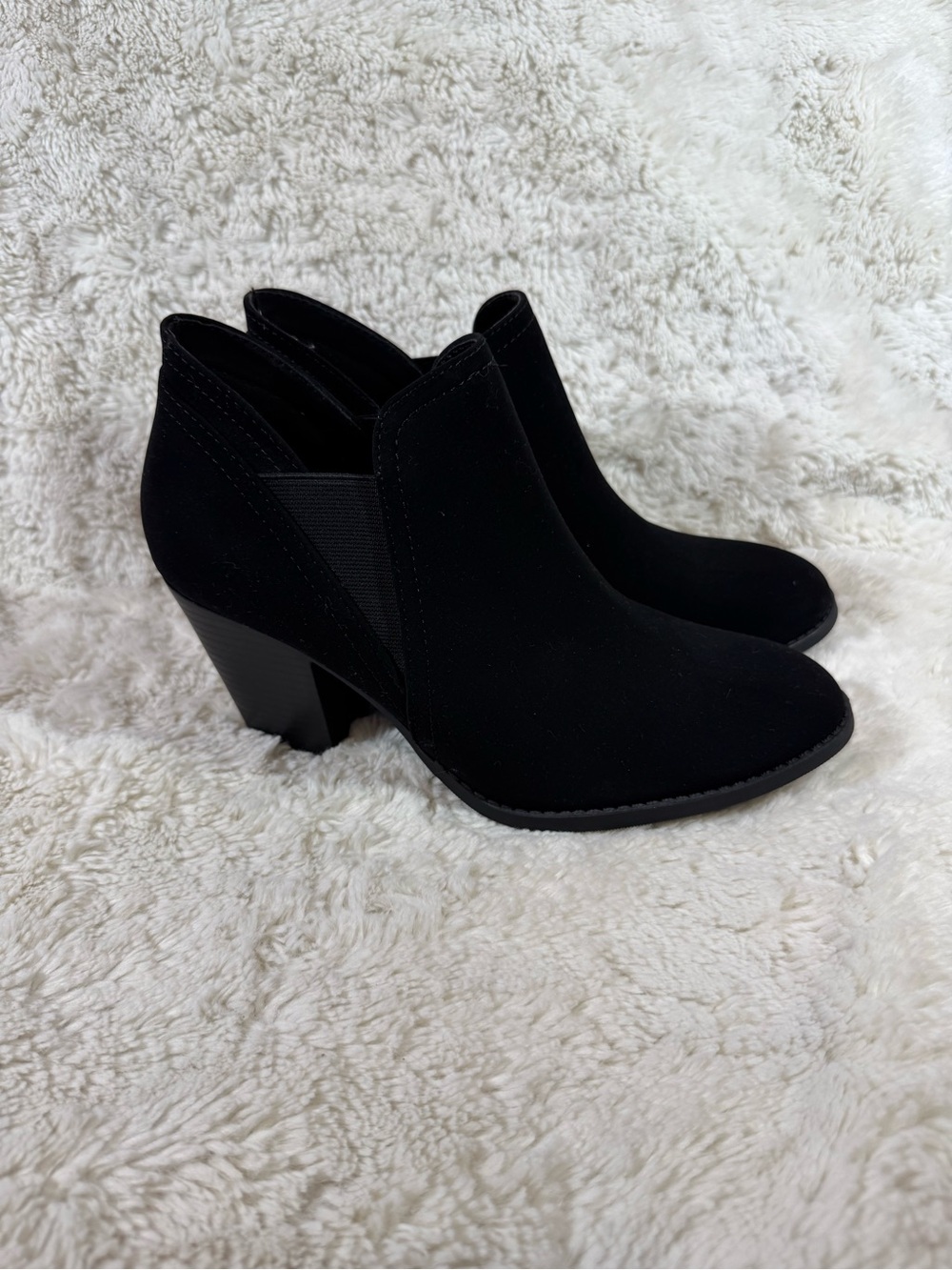 Black Women's Ankle Booties with Block Heel